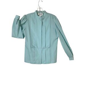 Vintage Malouf Of Dallas Pleated Button-Up Long Sleeves Blouse‎ Women's Size 10